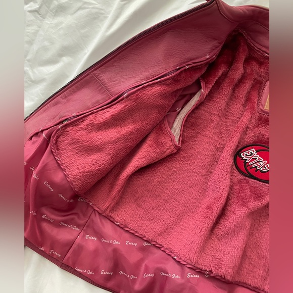 extasy fuschia pink leather moto jacket - Picture 6 of 14
